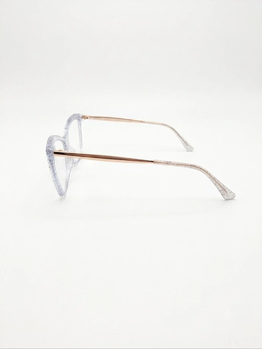 Zeelool Isaebella Clear Silver Glitter Butterfly Frame Glasses w/ Gold Arms